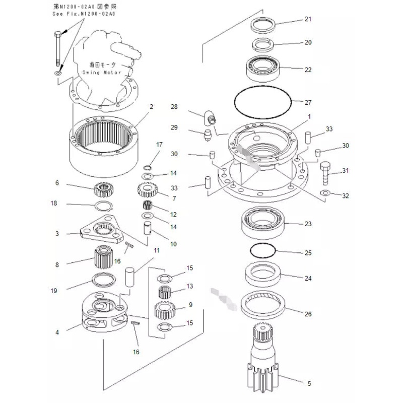 Swing Reduction 21W-26-00020 21W2600020 Fits For Komatsu PC75UU-2 PC75UD-2