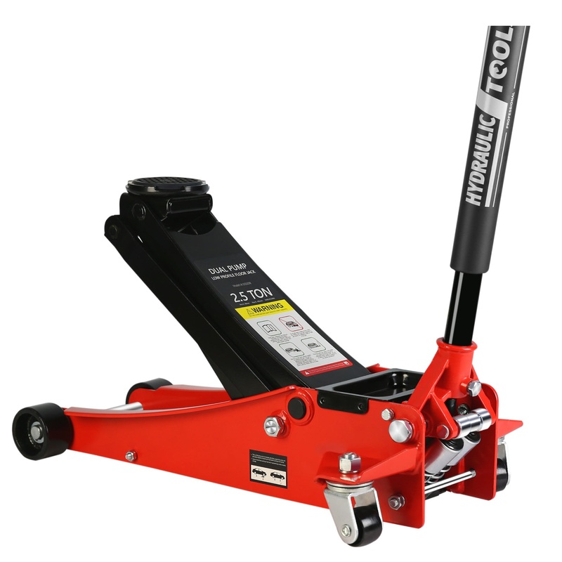 2.5 Ton Low Profile Floor Jack Steel Racing with Dual Pistons Quick Lift Pump Lifting Range 3.5″-19.5″