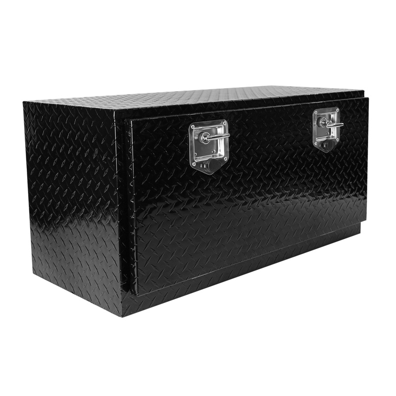 36 Inch Truck Box Truck Box Heavy Duty Black Aluminum Tread Tool Box with Locks T-Handle Latch Key 36″17.1″17.9″