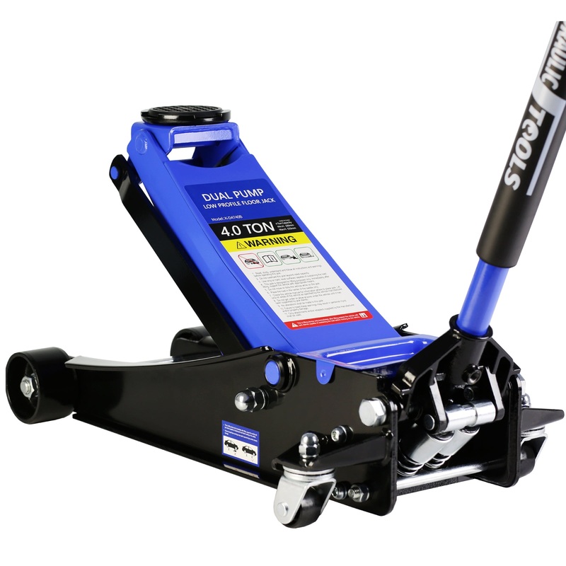 4 Ton Low Profile Heavy-Duty Steel Racing Floor Jack with Dual Piston Quick Lift Pump Lifting Range 4″-21″
