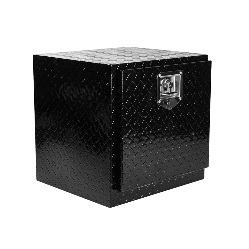 Heavy Duty Aluminum Diamond Plate Tool Underbody Box Waterproof with T-Handle Lock and Keys 17.9″17.1″17.9″