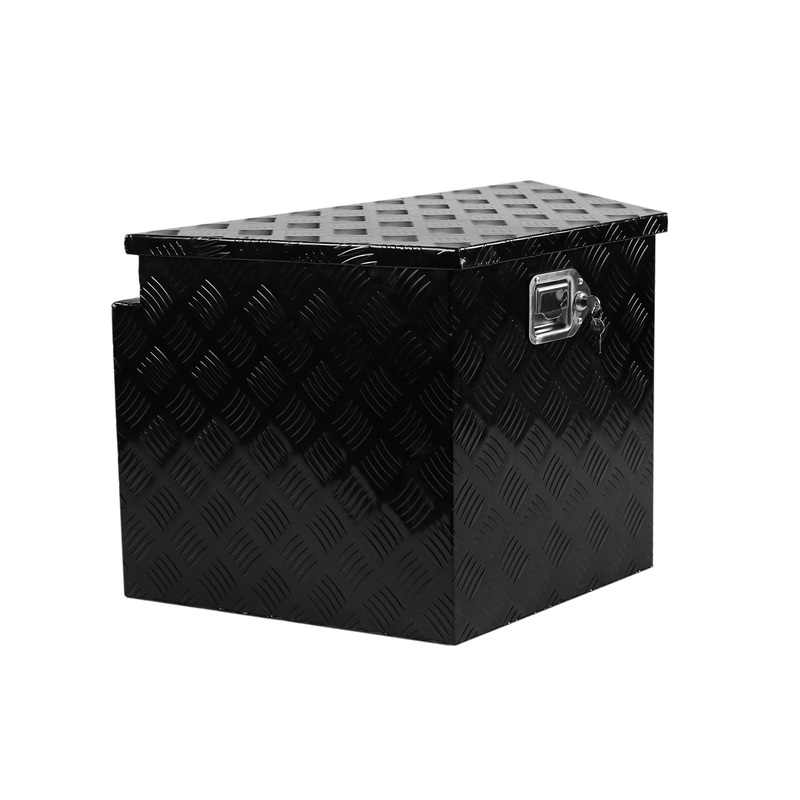 Heavy Duty Diamond Plate Aluminum Trailer Tongue Box with Seal Lock & Keys Black 32.5″x20.5″x18.3″
