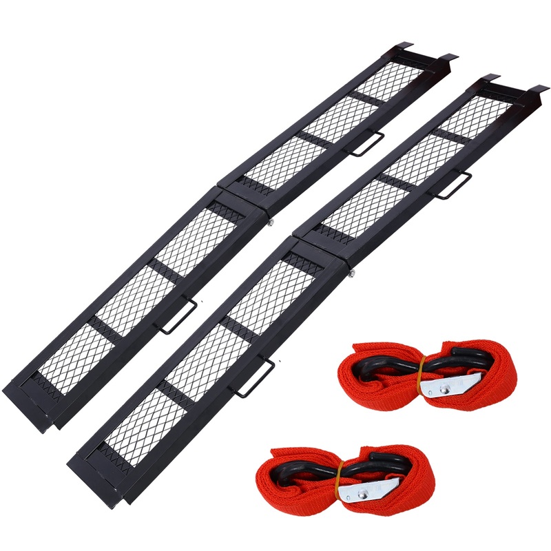 Pack of Pair 80″ Steel Loading Ramp 800LBS Capacity Portable Motorcycle Folding ATV–Black