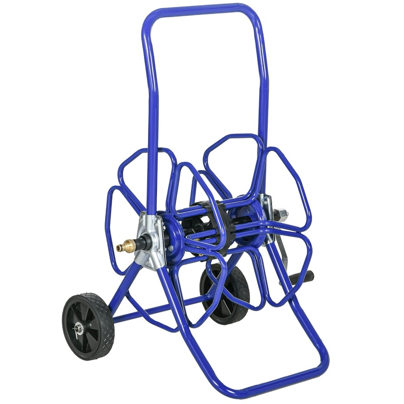 Garden Portable Water Hose Reel Cart Hold Up to 98′ of 5/8″ Hose (Hose Not Included) with Wheels–Blue