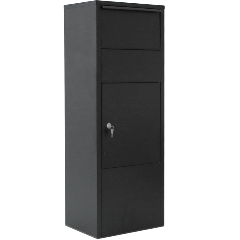 Large Package Delivery Box with Lockable Storage Compartment Heavy Duty Weatherproof–Black 10.5″ x 15.5″ x 41.30″