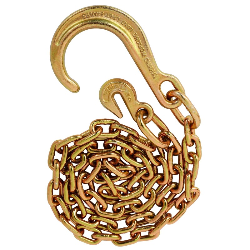 Tow Chain with 8 Inch Forged J Hook and Grab Grade 70 Chain 6 Foot 4,700 Pound Safe Working Load