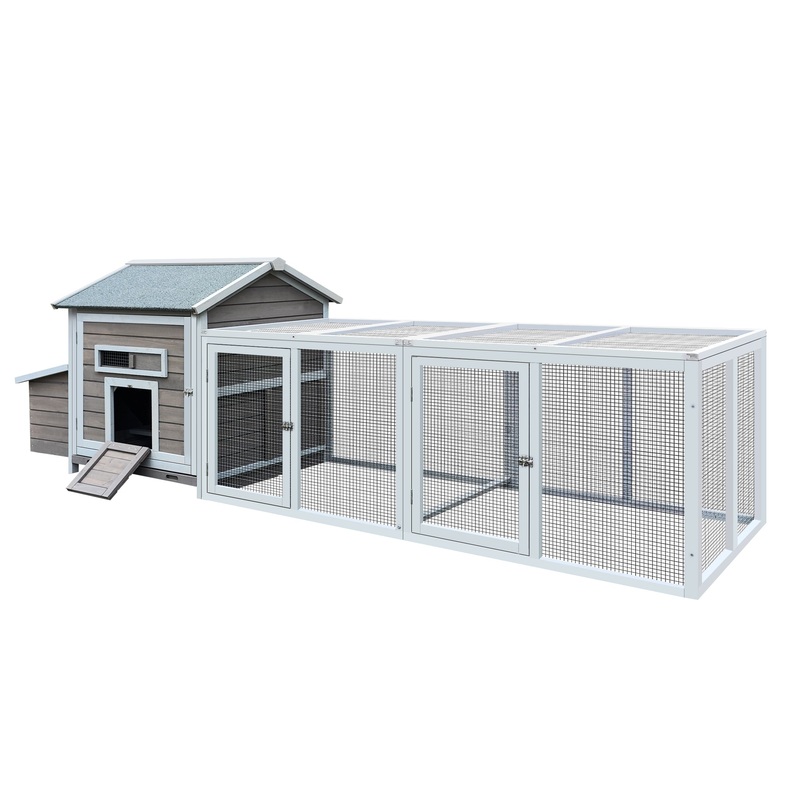 118Outdoor Wooden Chicken Coop with Free-range Doors Nesting Box Leakproof Pull-on Tray