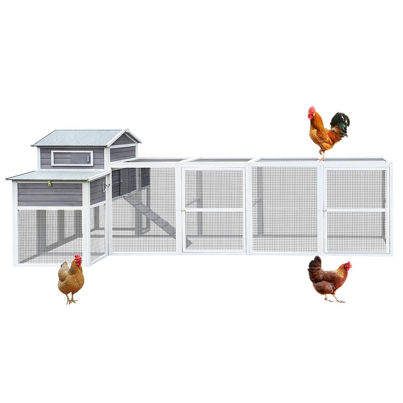 150′ Extra Large Outdoor Wooden Chicken Coop with Rust-Proof Metal Wire 2 Nesting Boxes 5 Perches