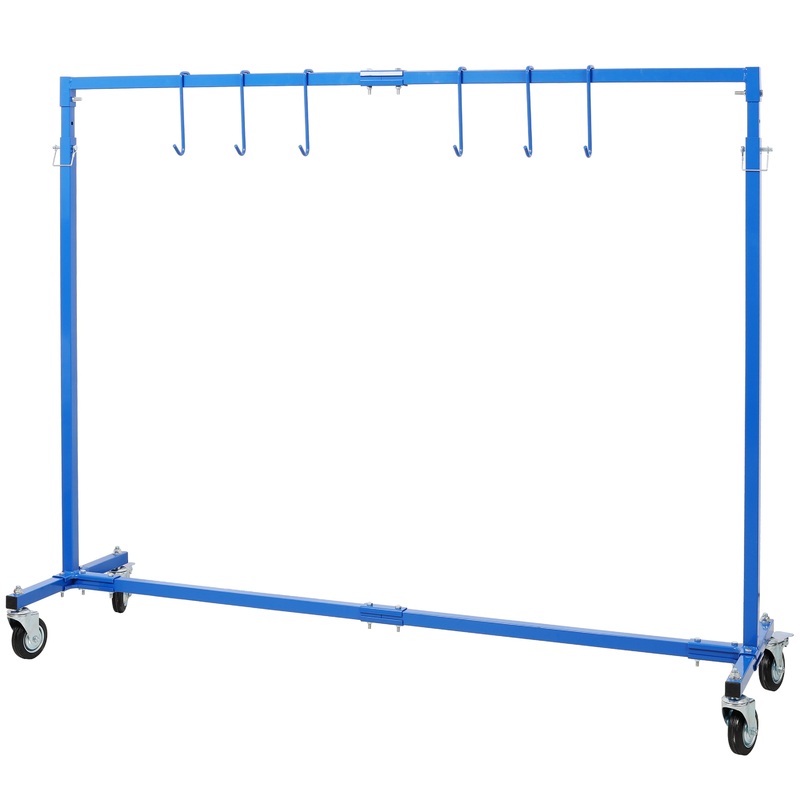 Adjustable Height Paint Hanger Drying Rack Mobile Painting Stand with 6 Hanging Hooks–Blue