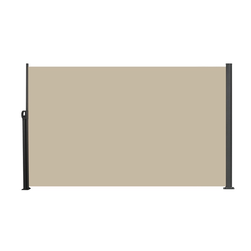 Retractable Side Awning 118 x 71 in Waterproof and UV-Resistant Beige Polyester with Dark Grey Frame