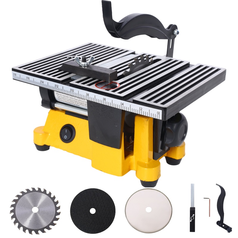 4″ 90W Mini Table Saw Top Cut Off Miter Multifunctional Desktop w/ 3 Blades