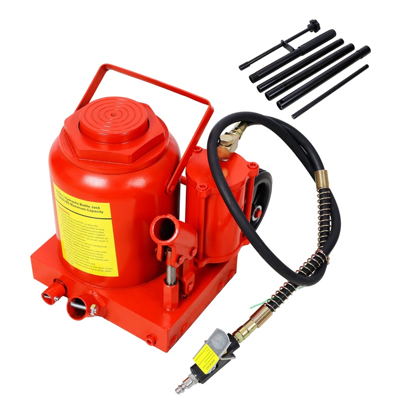 50 Ton 100,000LBS Air Hydraulic Bottle Jack with Pneumatic & Manual Hand Pump Rugged Steel Construction