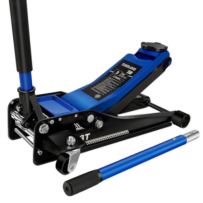 3 Ton 6600lbs Low Profile Floor Jack Dual Piston Quick Lift Pump Lifting Range 75mm/2.95″-460mm/18.11″–Blue