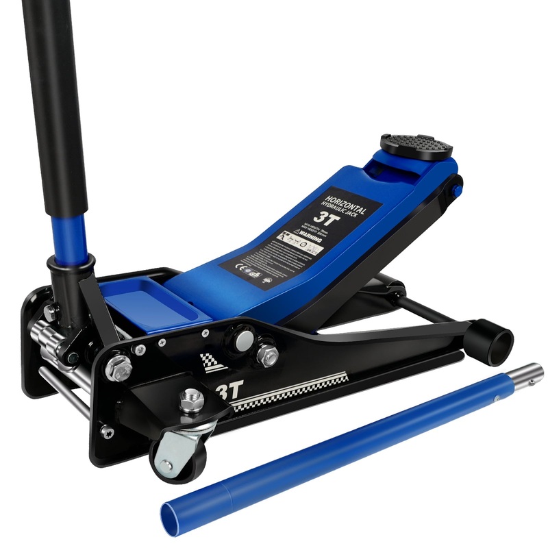 3 Ton 6600lbs Low Profile Floor Jack Dual Piston Quick Lift Pump Lifting Range 75mm/2.95″-500mm/19.69″–Blue