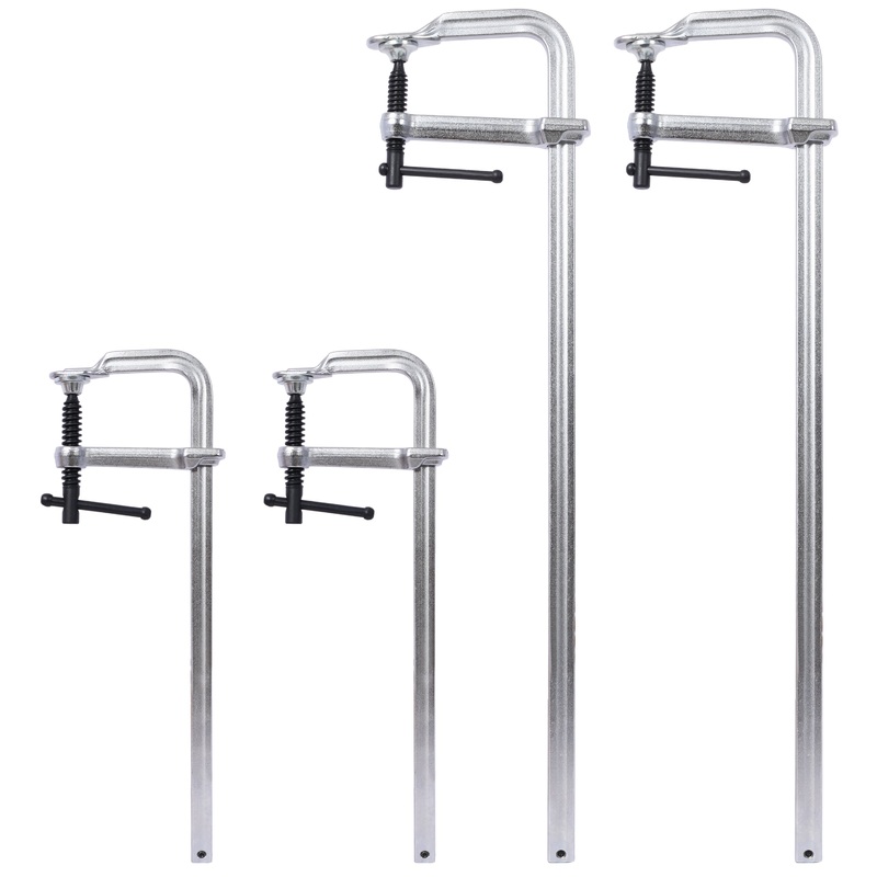 4Pcs Pack Bar Clamps Set Drop Forged Steel F Clamps 2Pcs 12 inch x 3 inch+ 2Pcs 24 inch x 4-3/4″