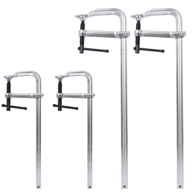 4Pcs Pack Bar Clamps Set Drop Forged Steel F Clamps 2Pcs 12 inch x 3inch+ 2Pcs 20 inch x 4-3/4″