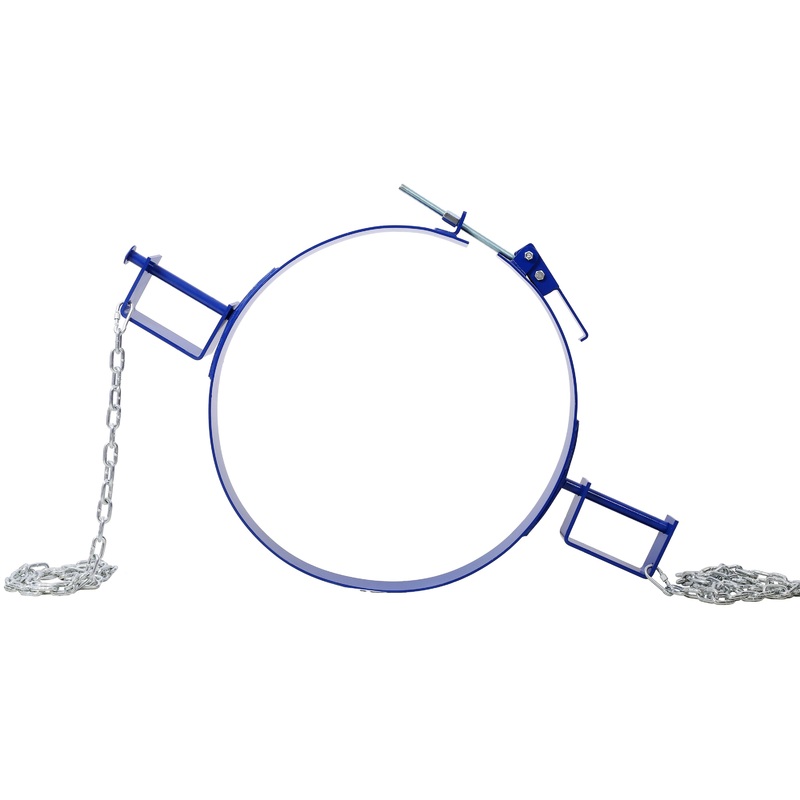 55 Gallon Drum Lifter Ring Steel Tilting Painted Carbon 1200 Lbs Capacity–Blue