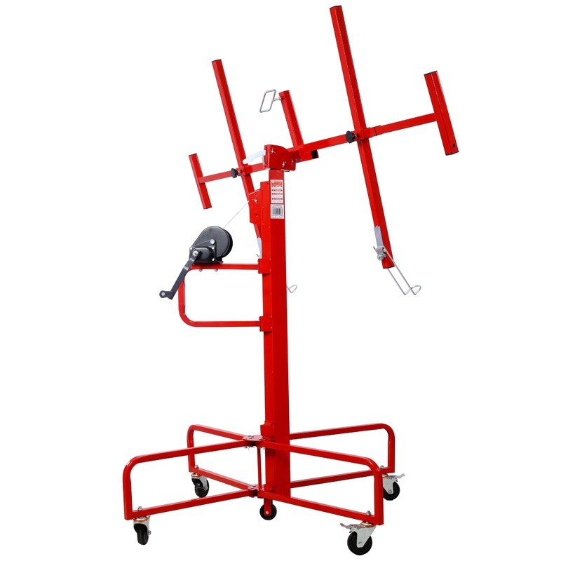 Drywall Lift Panel 13′ Panel Hoist Jack Lifter Rolling Caster Wheel Sheetrock Construction Tools 150-lb. Capacity 4ft. x 16ft. Max. Sheet Size–Yellow