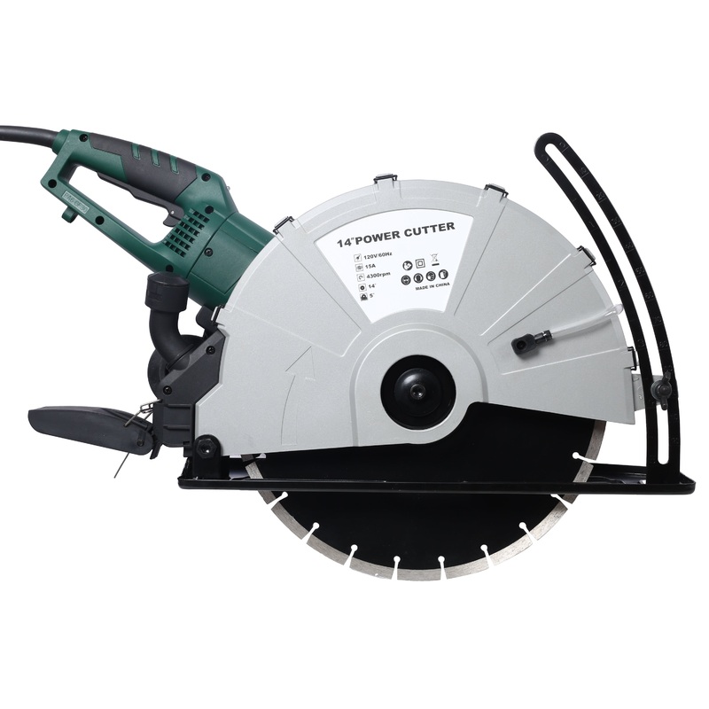 Portable 14″ Wet/Dry Electric Corded Circular Concrete Saw/Power Angle Cutter 2600W w/Water Line & Guide Roller With Blade ETL Certificate