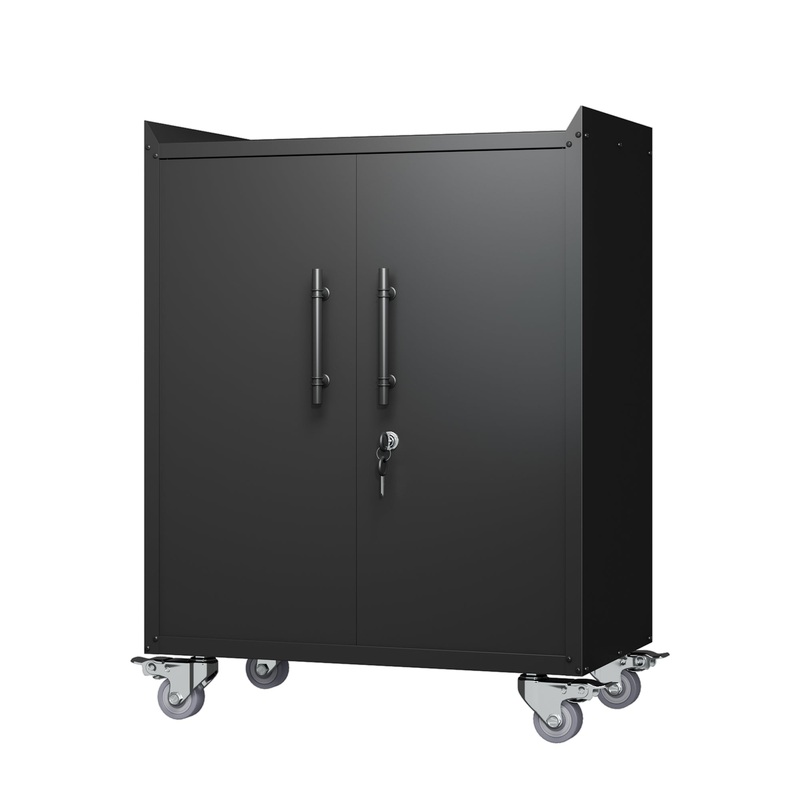 2 Door Lockable Tool Cabinet with Wheels Metal Assembly Required H35*W30.3*D18