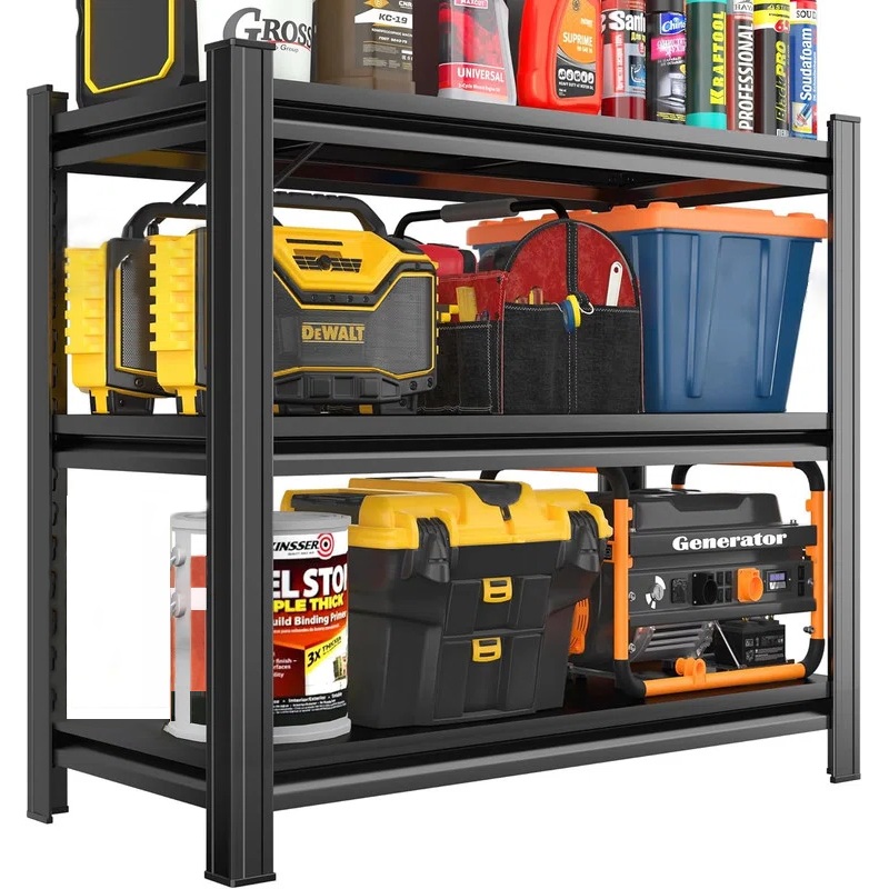 3-Layer Metal Storage Rack Adjustable Height Requires Assembly 31.5′ H * 39.37′ L * 13.77′ D