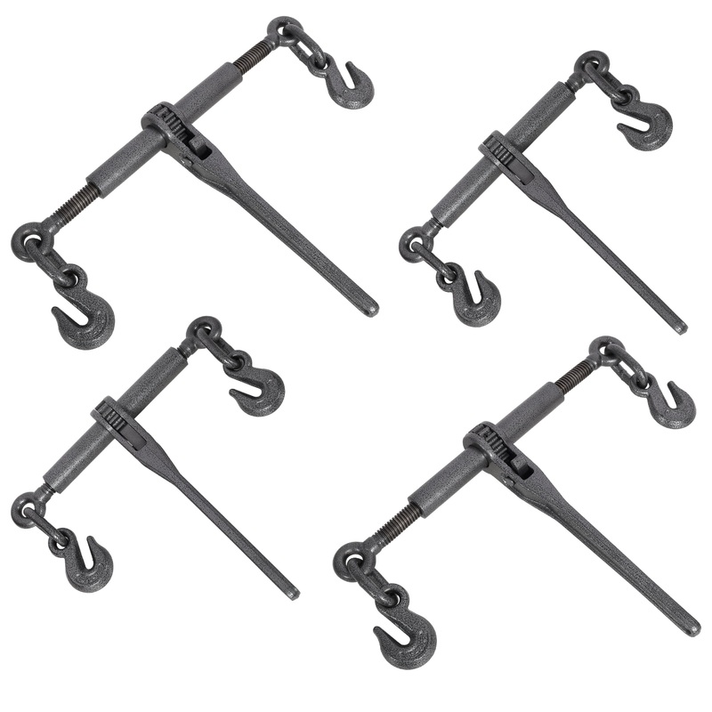 Heavy duty 3/8′  1/2′ Ratchet Binders 9200lbs Working Load Breaking G70 Hooks Adjustable Length 4-Pack–Black Hammertone Color