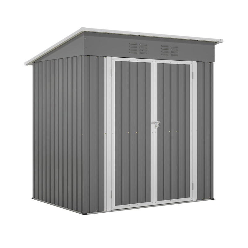6’x4′ Metal Outdoor Storage Shed with Lockable Door and Floor Frame