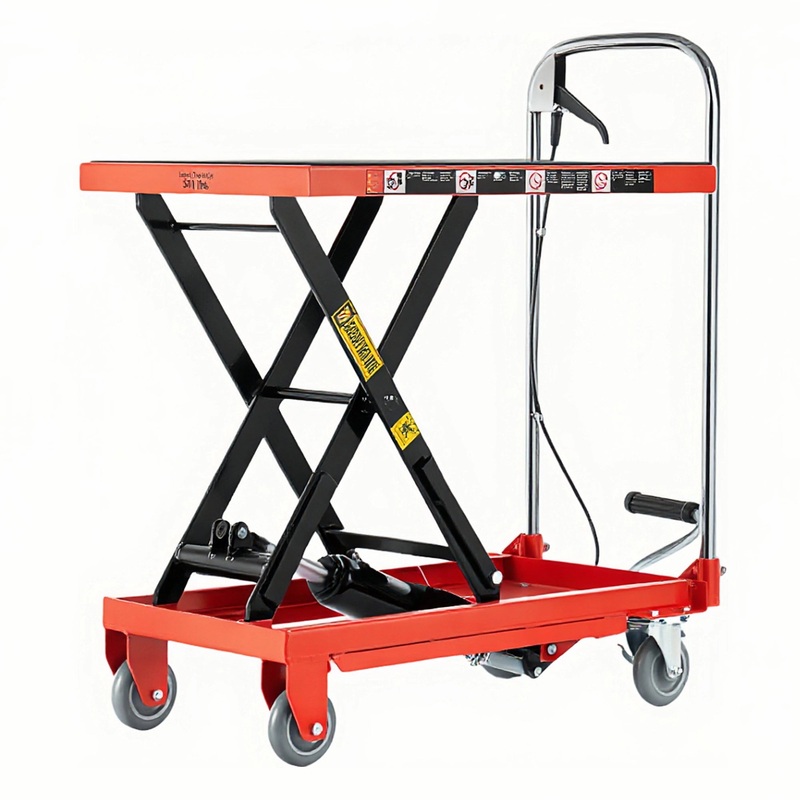 Hydraulic Lift Table Cart 500lbs Capacity Single Scissor Lift with Non-Slip Pads and Wheels