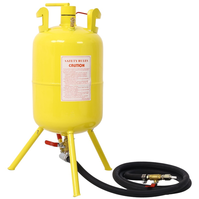5-Gallons Air Sand Blaster w/Blast Gun–Yellow