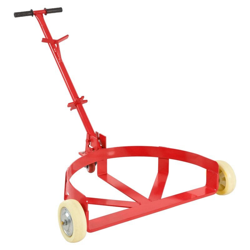 55 Gallon Drum Dolly with 2 Fixed PU Wheels and 1 Swivel Wheel 1200lbs Capacity–Red