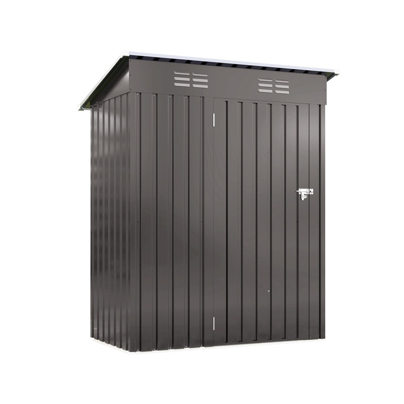 5x3FT Metal Outdoor Storage Shed with Pitched Roof and Lockable Door–Gray