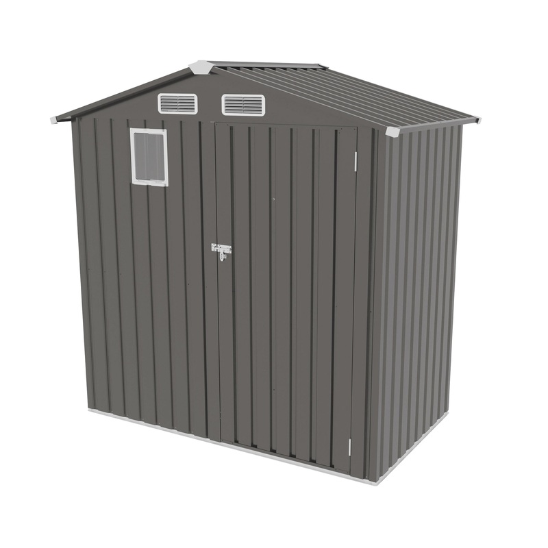 6X3.5FT Metal Outdoor Storage Shed with Peaked Roof and Lockable Door–Gray