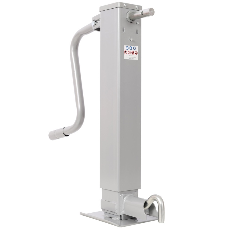 Weld On Trailer Jack 12,000 lbs. Capacity Sidewind Crank No Mount Square Jack Tube 26 Inch Travel Heavy-Duty–Gray