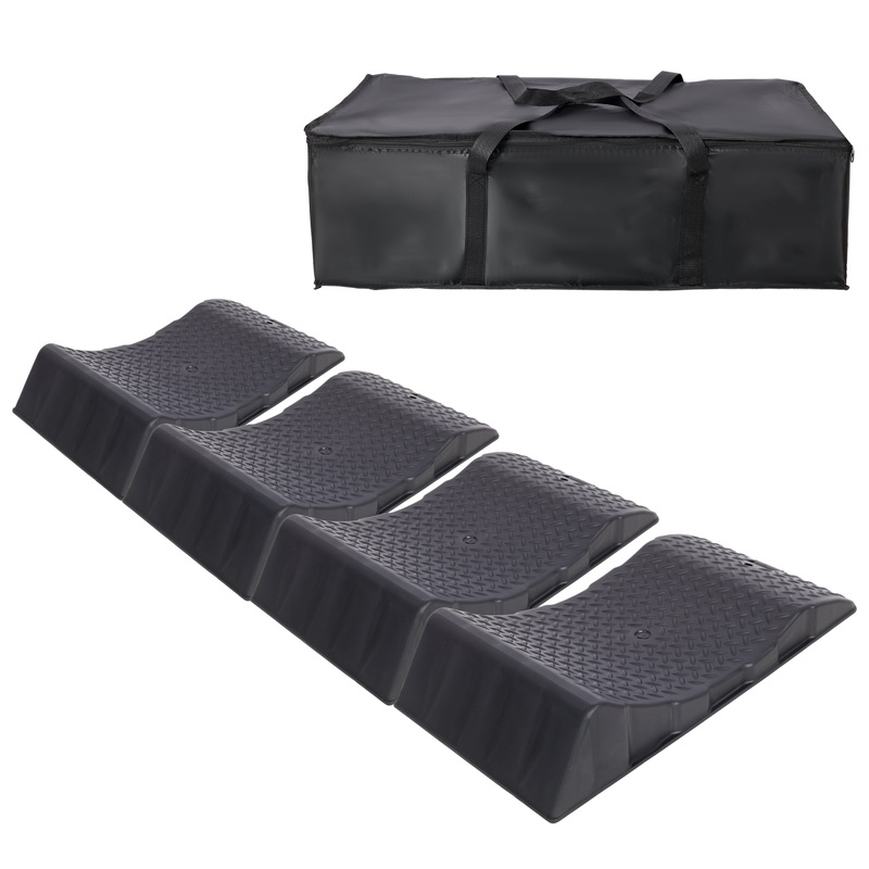4 Pack Car Tire Saver Ramps Anti-Slip Hard Plastic Design with Carry Bag–Black