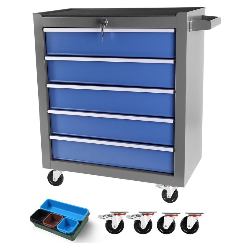 5 Drawers Rolling Tool Chest Box with Wheels Portable Organizer for Garage Workshop Home Crafts Use