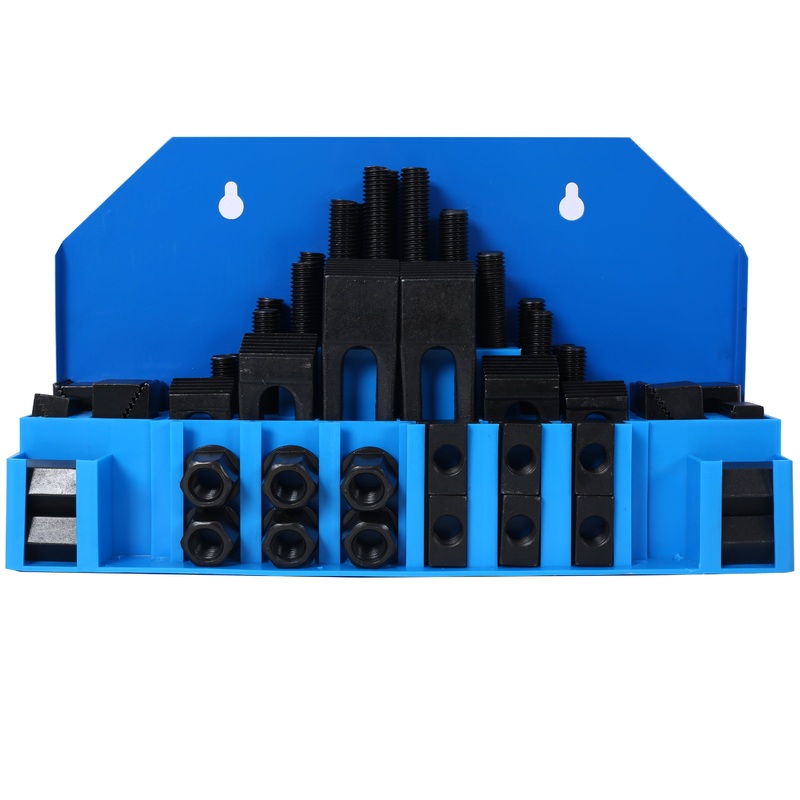 58PCS T-Slot Clamping Kit Mill Machinist Set with T-slot Cleaner and Tightening Wrench (9/16 Table Slot 1/2-13 Stud Size)