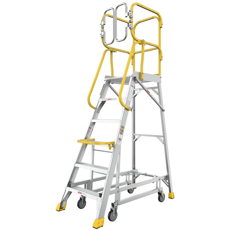 6 Step Aluminum Rolling Platform Ladder