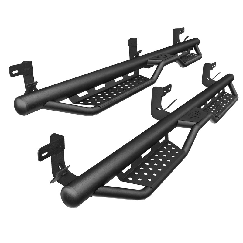 Crew Cab Running Boards Heavy-Duty Steel Dual Stair Designs Fits for 2009-2018 Dodge Ram 1500 2019-2024 1500 Classic 2010-2024 Ram 2500 and 3500
