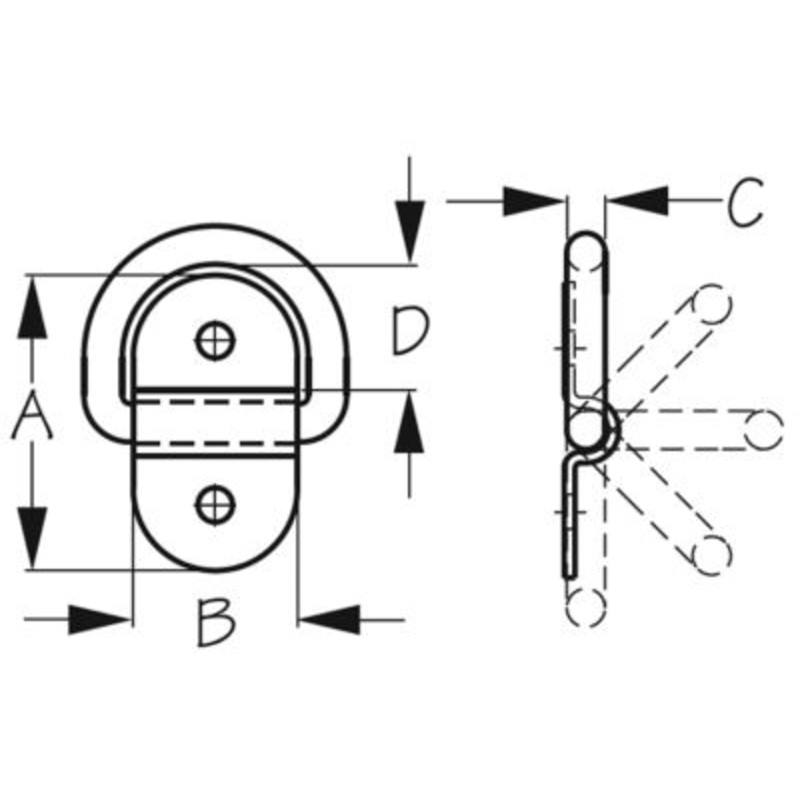 Sea-Dog Line 090145-1 Folding Pad Eye SS 2″
