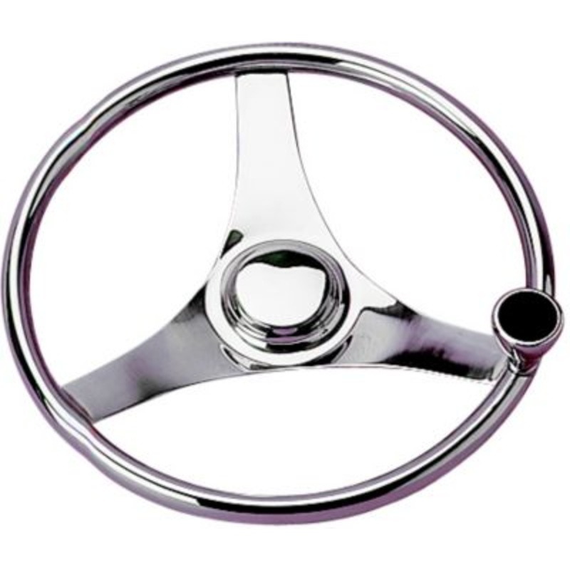 Sea-Dog Line 230323 3-Spoke Stainless Steering Wheel With Integral Knob, 13-1/2″