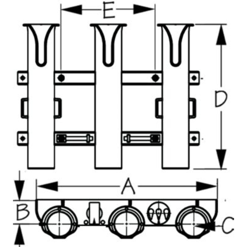 Sea-Dog Line 325033-1 SeaDog 3250331 Triple Threat Three Pole Rod Holder, Black