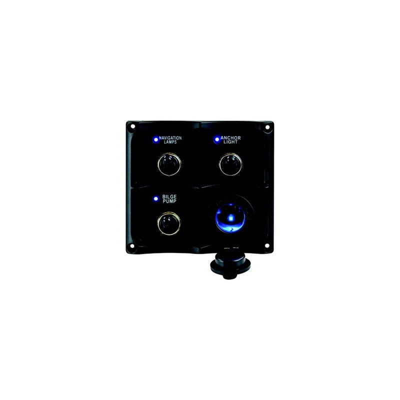 Sea-Dog Line 4246231 Seadog 424623-1 Water Resistant Toggle Switch Panel w/3 Switches & Power Stocket