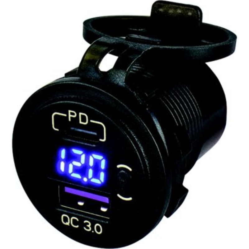 Sea-Dog Line 426518-1 Seadog XXX USB 3.0 & USB-C Power Socket w/Volt Meter