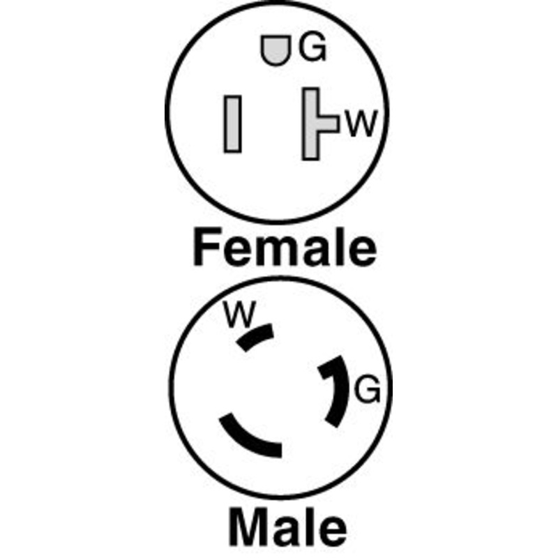 Hubbell HBL105 Yellow Watertight 15A/20A 125V Straight Blade Female to 30A Locking Plug Male Adapter