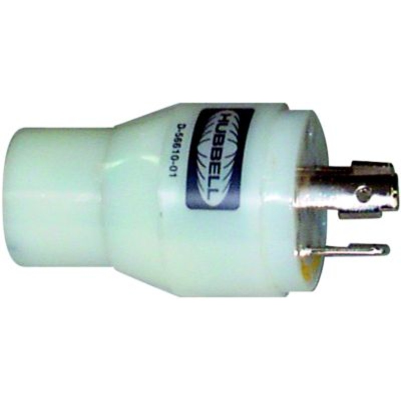Hubbell HBL31CM29 White 15A/20A 125V Straight Blade Female to 30A Twist Lock Male Adapter