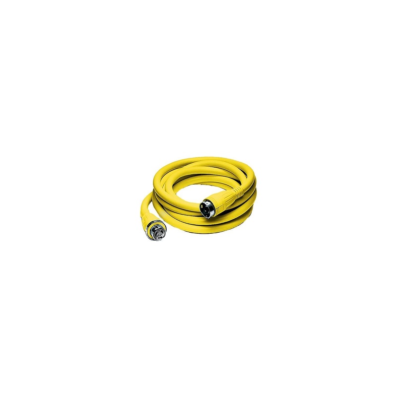Hubbell HBL61CM42 Yellow 50A 125/250V Vinyl Jacketed Pre Wired 25′ Shore Power Cable Set