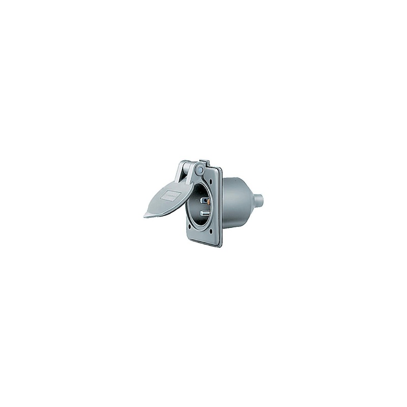 Hubbell HBL61CM64 Compact Gray Nylon Weatherproof Panel Mount Inlet