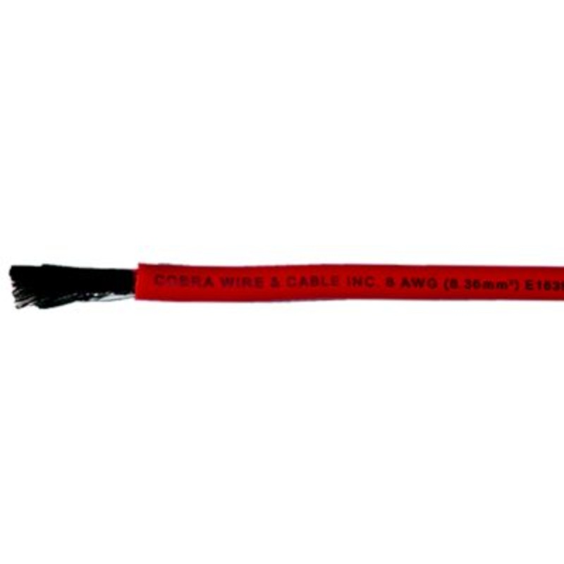 Cobra Wire and Cable A2008T01100FT Tinned Copper Battery Cable, 8 AWG, 100′, Red