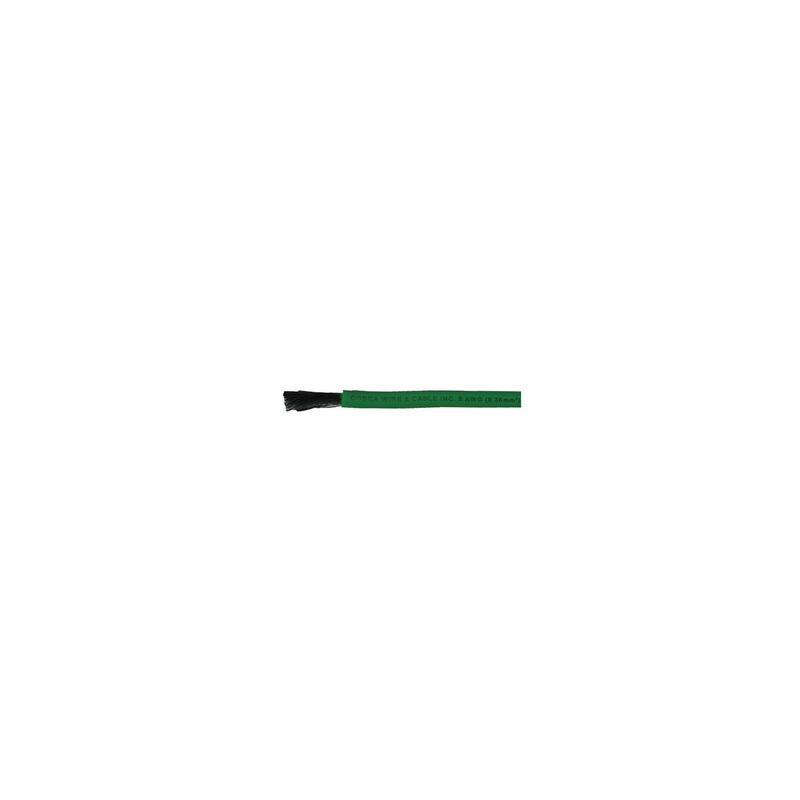 Cobra Wire and Cable A2008T03V100FT A2008T03100FT Tinned Copper Battery Cable, 8 AWG, 100′, Green