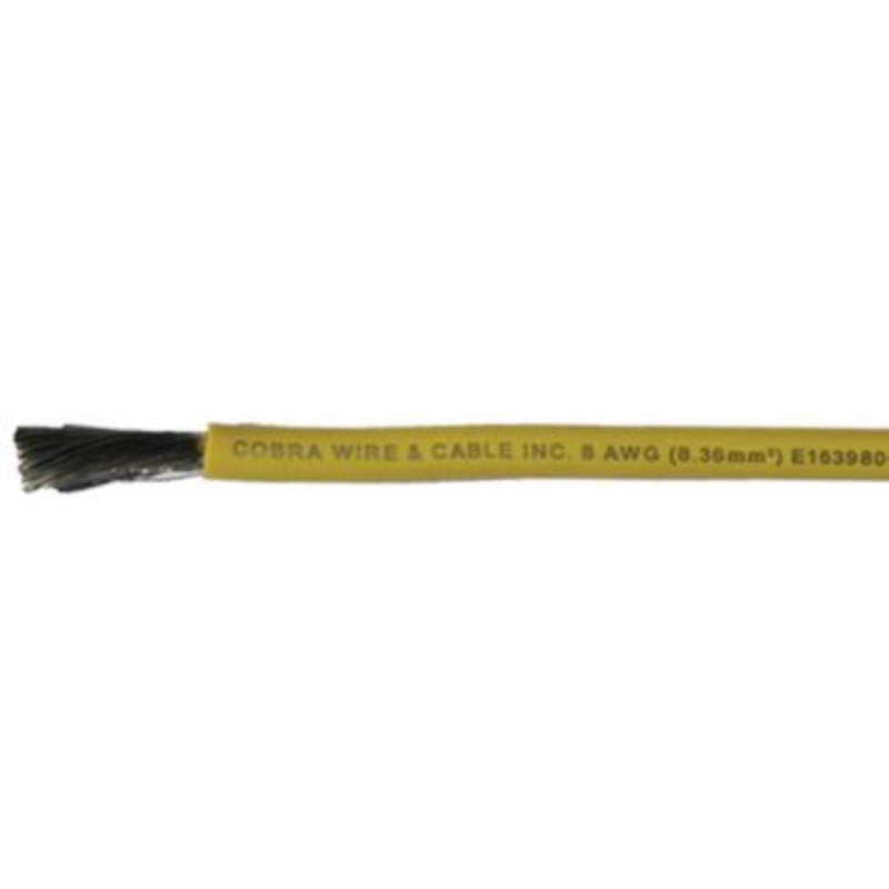 Cobra Wire and Cable A2008T04100FT Tinned Copper Battery Cable, 8 AWG, 100′, Yellow